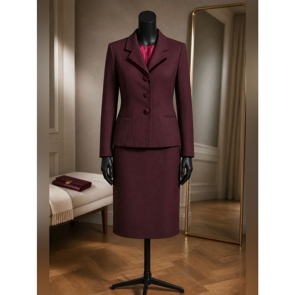 VINTAGE EGGPLANT COLLAR SUIT by KASPER for ASL S-8